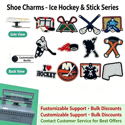 Wholesale Ice Hockey Series PVC Croc Charms Custom Logo Soft Rubber Clog Shoe Accessories for Hole Shoes