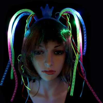 Creative LED Glow Crown Hair Band Glow Head Band Flash Headwear Concert LED Noodle Hair Clip