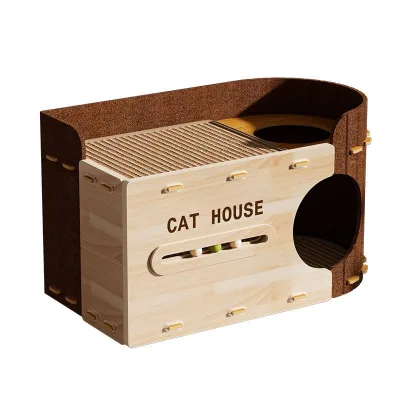 Four-season Simplicity Style cat Bed cat Villa Semi-enclosed cat House Sleeping Bag and Scratch Padlint-free Felt Sisal Combo