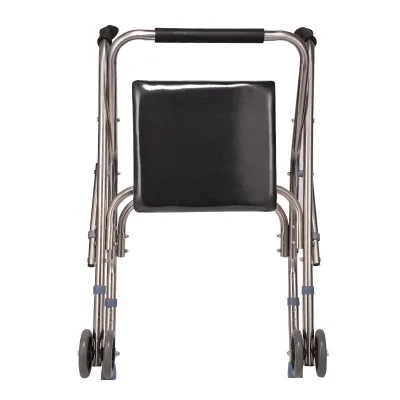 Stainless Steel Walking Aid for the Elderly Portable Folding Four Legged Walking Aid With a Seat