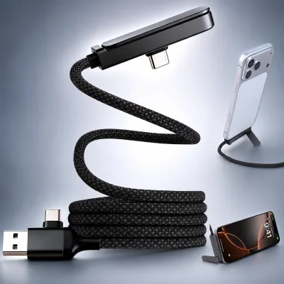 Tiktok Hot Sale USB-C 60W Fast Charging Cable Invisible Phone Holder Magnetic Storage Cable for Phone Tablet Laptop Notebook