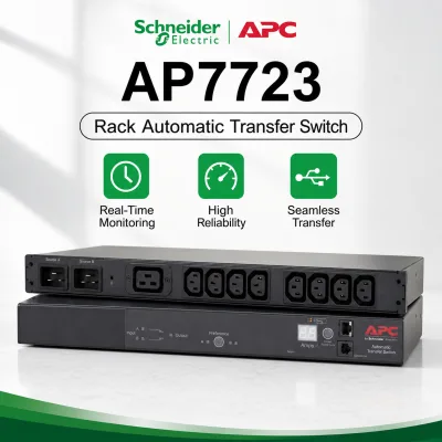 APC AP7723 1U 16A Rack Mount ATS, 220V Automatic Transfer Switch, Dual Power Switch for Server Rack UPS Network Equipment