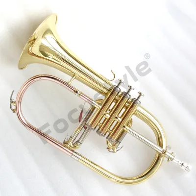 Arrive Quickly Professional Flugelhorn Brass Body Rose Brass Lead Pipe Gold Lacquer BB Tone Flugelhorn Sale With Accessories Bag