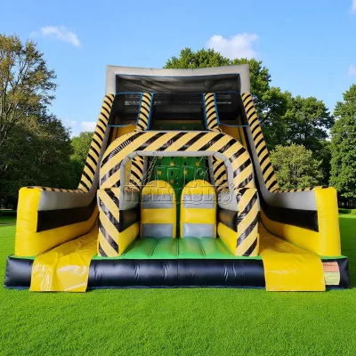 Commercial Extreme Challenge Inflatable Slide Toxic Rush Inflatable Obstacle Course Climbing Lane Dual Slide for Party Rental