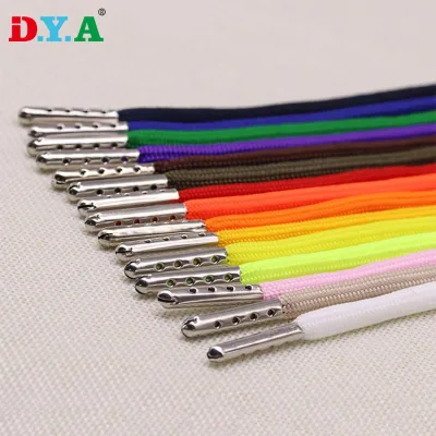 Customize Colorful 6mm Diameter Rope Braided Polyester Drawcord with Metal End for Shorts Hoodie Drawstring Garment Accessories