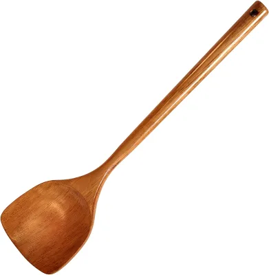 Wooden Spatula Natural Texture Cooking Kitchen Cookware Handmade Long Handle Spatula