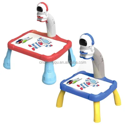 VSUCH Kids Projection Drawing Table Astronaut Projector Doodle Board Portable Children Painting Learning Desk Toy