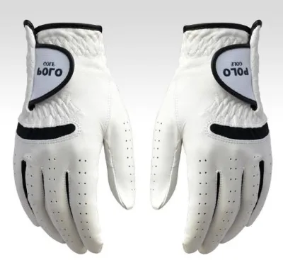 Premium White Cabretta Leather Golf Gloves for Men Soft Durable with UV Protection Breathable Fabric Custom Logo for Sports