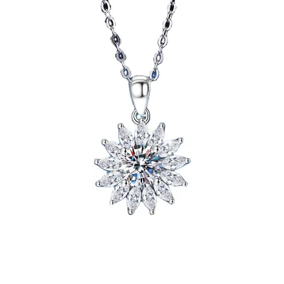 Wholesale D Color 1 Karat Moissanite Pendant on S925 Sterling Silver Necklace Original Bright Design