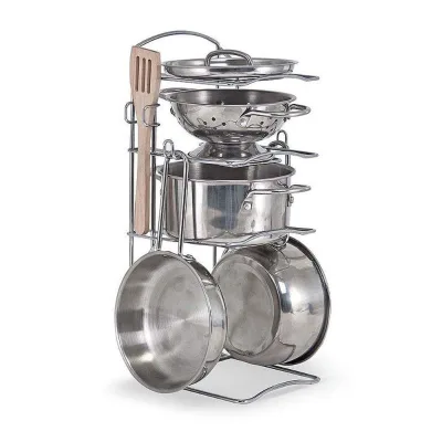 Hot Sale Stainless Steel Pots and Pans Pretend Play Kitchen Set for Kids Unique Kids Kitchen Play Set