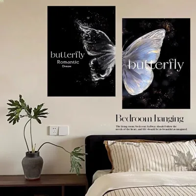 Wholesale Desktop Wall Art Modern Luxury 3D Lightning Film Fashion Minimalist Style Butterfly Themed Watercolor Decor Painting