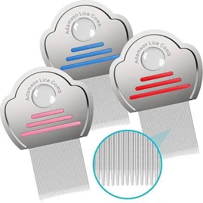 Lice Comb Stainless Steel Head Nit Free Lice Comb Nit Free Lice Comb with Laser Logo Lice Removal Combs Orange