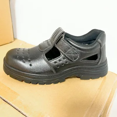 Genuine Leather Iron Toe Anti-smashing Water Resistant Summer Safety Working Shoes