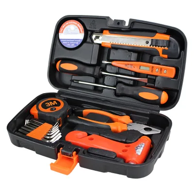 Factory Hot Sale 10pcs Emergency Vehicle Escape Tool Small Mechanic Car Combo Travel Hand Tool Box Kit Set