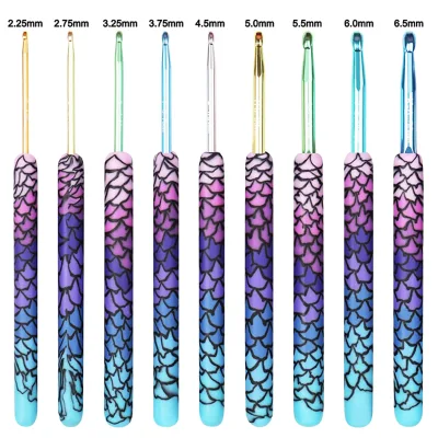 9 Sizes 2.25-6.5mm Ergonomic Mermaid Extra Long Crochet Needles for Arthritic Crocheting Yarn Craft Set