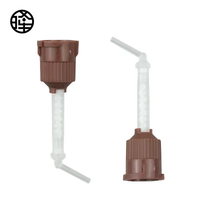 Brown Base 1:1 Static Mixing Tube 50mm Curved Tip for Dental Cold Bleaching Agent AB Glue Mixing Nozzle