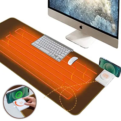 Heated Desk Mat Leather Desk Pad Electric Heating Table Warm Pad