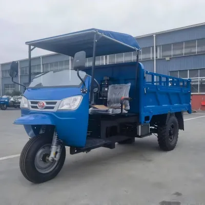 Stable Run Rainproof Sun Canopy High Climb Diesel 3 Wheel Dumper Cargo Tricycle Mini Tipper for Mountain Quarry Ore Stone Haul