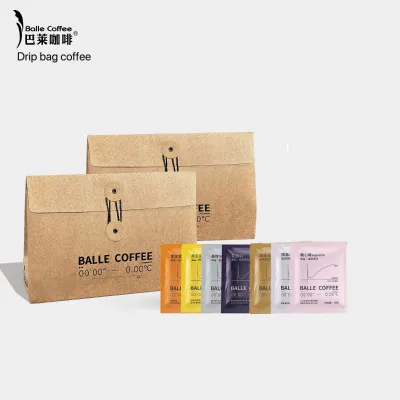 Factory OEM/ODM Drip Coffee Single Serve Pour Over Filter Bags Pre-Filled Blend Robusta Arabica Coffee Ground Medium Roast