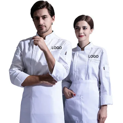 Black Shirts Barber Uniform Unisex Chef Coat Men's Long Sleeve Chef Jacket Zip up Work Restaurant & Bar Shirt Men Chef Coat