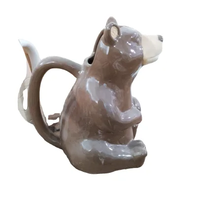 Brown Bear Shaped Ceramic Water Pitcher, 3D Animal Porcelain Milk Jug, Custom Accept