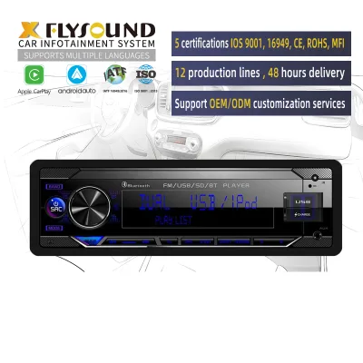 Flysonic 2020 New Model Detachable Subwoofer Small Car Radio Built-in Bt One-din Car Stereo 1 Din