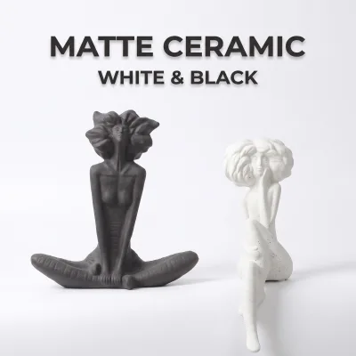 European Women Abstract Ceramic Sculpture Ornaments Home Office Living Room Hotel Restaurant Decor White Black