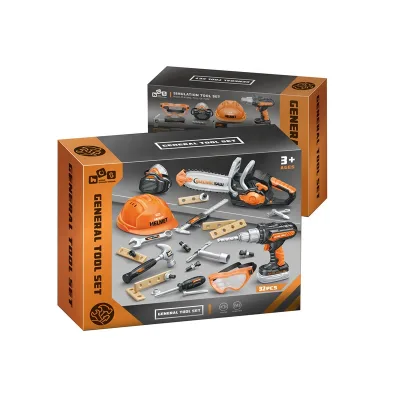 32PCS Pretend Play Toy Plastic Electronic Chain Saw Drill for Boys