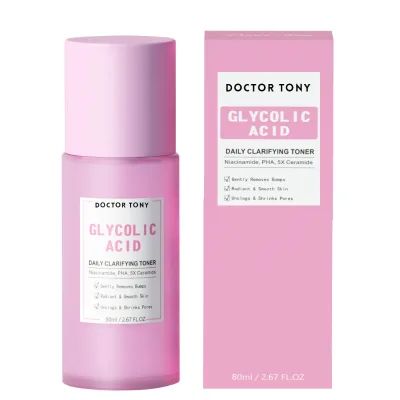 NATURAL GLOW ANTI AGING GLYCOLIC ACID ANTI-AGING TONER PRIVATE LABEL GLYCOLIC ACID TONER WITH VITAMIC C