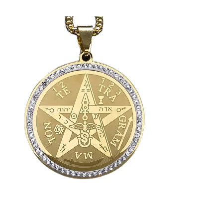 18K Gold Plated Stainless Steel Star Religious Amulet Necklace Cross Chain Unisex Gift
