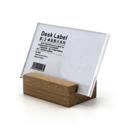 Custom Wood Base Acrylic Product Sign Plate Clear Acrylic Table Menu Holder
