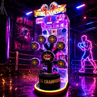 Interactive Rhythm Boxing Game Machine Metal Plastic Construction 7 Light-Up Targets Adults Kids Coin-Operated Indoor English