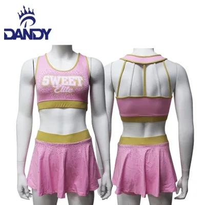 Custom logo Girls Cheerleader Kids High School Sublimation Shiny Sportswear Cheer Dance Youth Unique Cheer Practice Wear