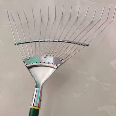 High quality stainless steel leaf rake Gardening rake with steel handle