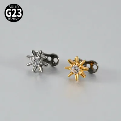 G23 Titanium Starfish Sea Urchin Dermal Anchor Stud Electroplated Gold Vintage Style Piercing Jewelry