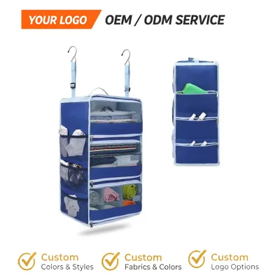 Custom Durable Foldable Hanging Luggage Organizer with Mesh Windows for Easy Access to Clothes Unisex Carry-On Storage
