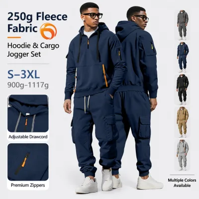 Men's Casual Winter Thermal Knitted Hoodie Sweatpants Set