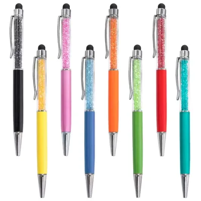 2 in 1 Slim Metal Stylus Pen Laser Engrave Stylus Metal Ballpoint Custom Logo Soft Touch Metal Ballpoint Pen
