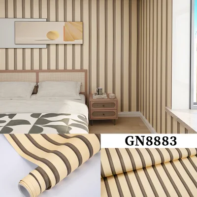 Grille Retro Wood Wallpaper 3D Self-adhesive Sticker 0.45*10m Wallpaper for Home Waterproof ECO-Friendly