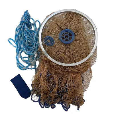 4ft EZ ACCU-Throw Lead Sinker 5/8\"SQ Fully Open Landing Fish Net Drawstring Multifilament Hand Thrown Cast Net Double Knot