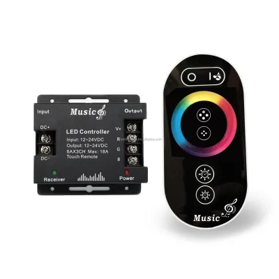 Upgraded High Quality External Sync Music Wireless RF Remote RGB Touch Controller for DC12-24V 5050 RGB LED Strip Neon Lights