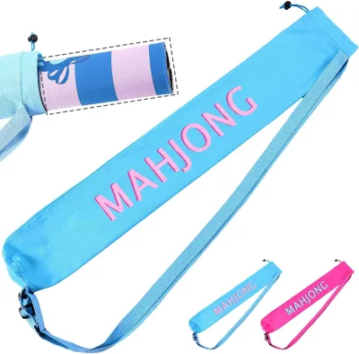 35 Inch Long Mahjong Mat Bag Cute Double Drawstring Mahjong Holder Outdoor Carrying Bag for Board Games Travel Storage