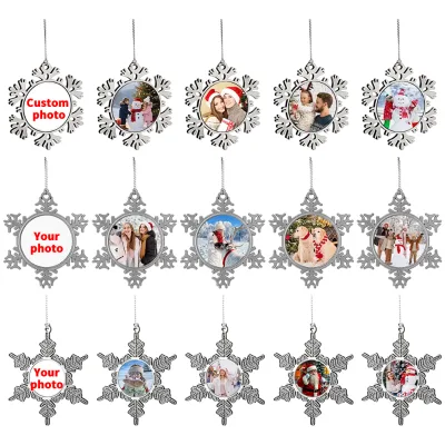 Factory Direct Custom Snowflake Metal Ornament UV Printing for Christmas Tree Durable Photo Keepsake Decoration