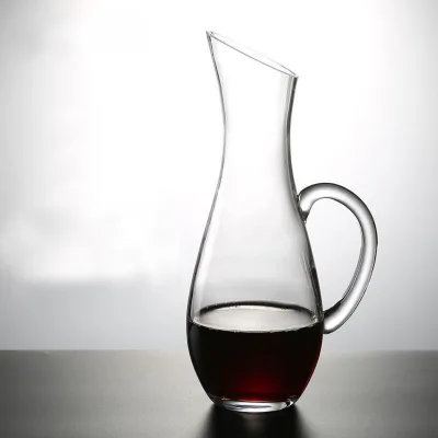 High Quality Free Sample Crystal Wine Glass Decanter Carafe with Swans Design Handle 900ml Modern Business Gift