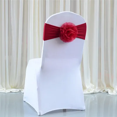 Gold Flower Chair Sashes With Spandex Bands for Wedding Banquet Birthday Party Events Hotel Decoration