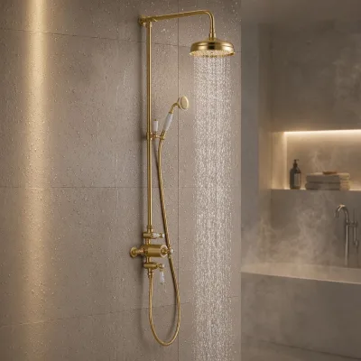 Thermostatic Shower Valve with High-Precision Cartridge & 8-Inch Showerhead Kit Precise Temperature Control Anti-Scald Faucet