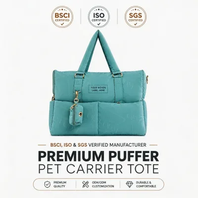 Premium Customized Water Resistant Padded Dog Travel Handbag Waste Bag Dispenser Wide Strap for Puppy Outdoor Walking