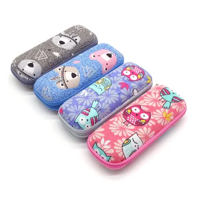 Cartoon Printed EVA Zipper Semi-Hard Fashionable Glasses Case Eco-Friendly Cloth Kids Sunglasses Bag Rectangle Optical Eyewear