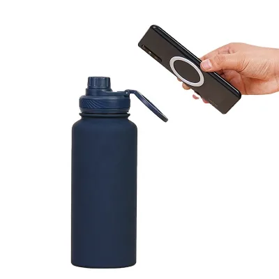 2024 New Magnetic Lid Mobile Phone Holder Bottle 32oz Space Pot Stainless Steel Water Bottle Insulated Bottle