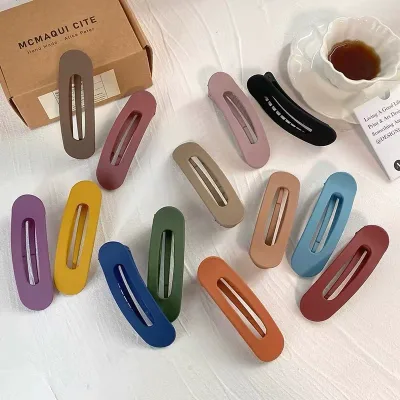 Women Hot Sale Simple Large Solid Color Matte Flat Layer Hair Claw Clip for Hair Styling